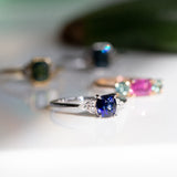 Indian Ocean | Ocean Scintillations - Royal Blue Cushion Ceylon Sapphire & Diamonds Ring