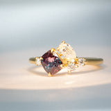 Daintree | Asymmetry - Alexandrite & Diamonds front view warm light