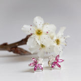 Kimberley | Sakura II - Deep Pink Sapphire & Lab Diamond Earrings Daylight shade
