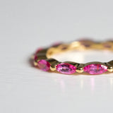 Kimberley | An Eternity of Pink - Natural Sapphires Ring closeup of sapphires