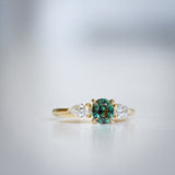 Daintree | Sunset - Blue-Green to Purple-Red Alexandrite & Lab Diamonds Front View