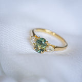 Daintree | "Fern Forest" | Parti Australian Sapphire & Natural Diamonds Trilogy Ring front view 1