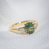 Daintree | "Fern Forest" | Parti Australian Sapphire & Natural Diamonds Trilogy Ring front view 3