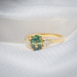 Daintree | "Fern Forest" | Parti Australian Sapphire & Natural Diamonds Trilogy Ring front view 4