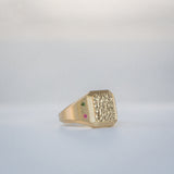 Byron Bay | Hammered Lines - Birthstone Signet Ring side view spinel and tourmaline