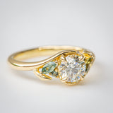 Daintree | 'Otways' | Natural Diamond & Australian Sapphires Curved Ring side view closeup