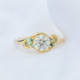 Daintree | 'Otways' | Natural Diamond & Australian Sapphires Curved Ring front view closeup