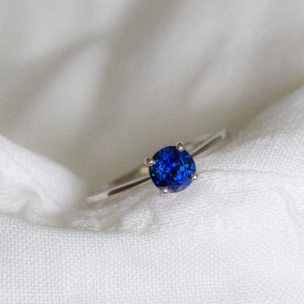Indian Ocean | Royal Solitaire - Royal Blue Sapphire angled view