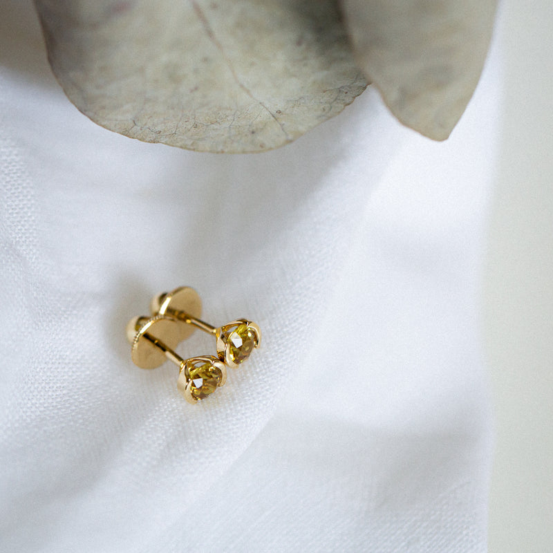 Byron Bay | Heart of the Sun Studs - Yellow Sapphires Side View