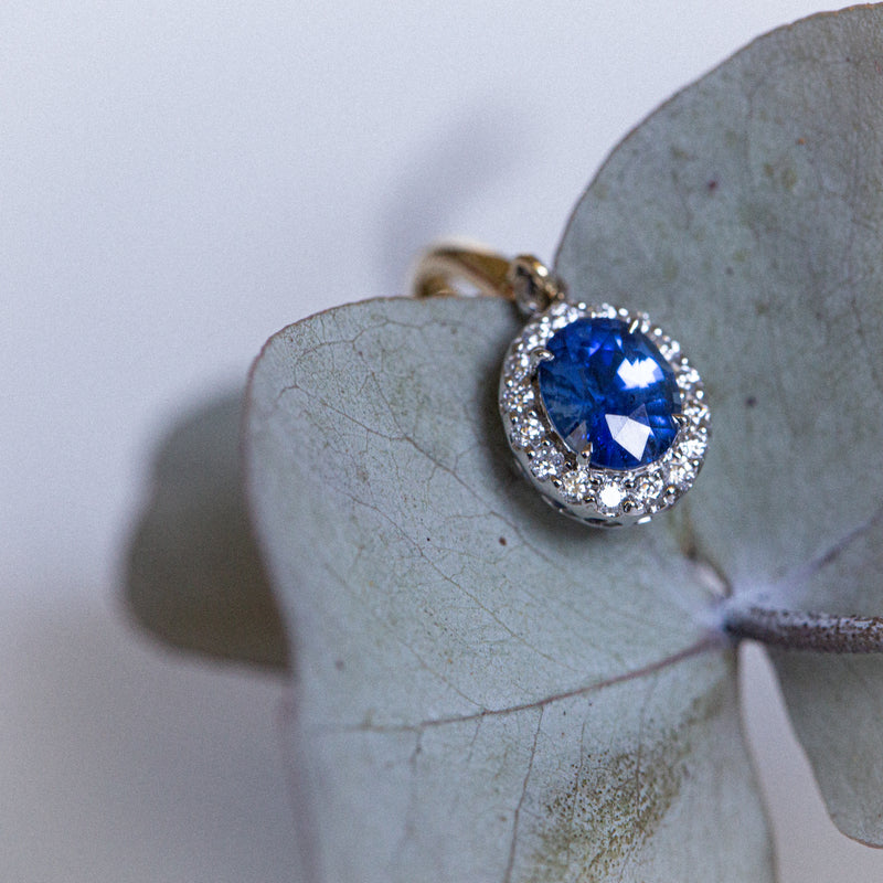 Indian Ocean | Azure - Cornflower Blue Ceylon Sapphires & Diamonds Earrings Close-up