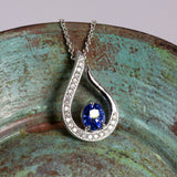 Indian Ocean | Water - Intense Cornflower Blue Sapphire & Diamonds - front view