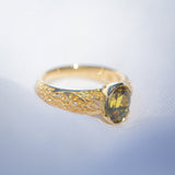 Daintree | "Komorebi - Golden Wattle" | One of One | Hand Engraved Australian Sapphire Ring side view