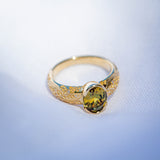 Daintree | "Komorebi - Golden Wattle" | One of One | Hand Engraved Australian Sapphire Ring top down view 2