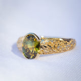 Daintree | "Komorebi - Golden Wattle" | One of One | Hand Engraved Australian Sapphire Ring closeup view