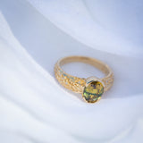 Daintree | "Komorebi - Golden Wattle" | One of One | Hand Engraved Australian Sapphire Ring angled top down view
