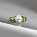 Daintree | Entwined Lotus - White Sapphire & Tsavorites Ring Front view