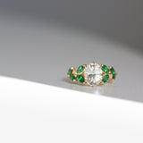 Daintree | Entwined Lotus - White Sapphire & Tsavorites Ring front view II