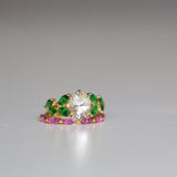 Daintree | Entwined Lotus - White Sapphire & Tsavorites Ring stack