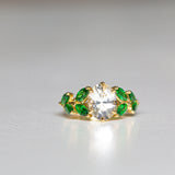 Daintree | Entwined Lotus - White Sapphire & Tsavorites Ring front view