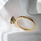 Daintree | "Gum Forest" | One of One | Hand Engraved Green Australian Sapphire Ring bottom up view