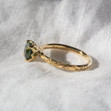 Daintree | "Gum Forest" | One of One | Hand Engraved Green Australian Sapphire Ring side view