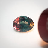 1.29Ct Emerald Bluish Green - Intense Purple Red Indian Alexandrite | Oval Shape warm light