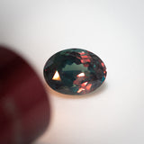 1.29Ct Emerald Bluish Green - Intense Purple Red Indian Alexandrite | Oval Shape warm light 2
