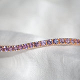 Indian Ocean | "Valensole" | 6Ctw+ Natural Lilac Sapphires Tennis Bracelet closeup view