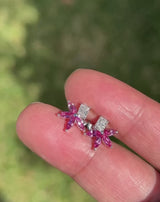 Kimberley | Sakura II - Deep Pink Sapphire & Lab Diamond Earrings Sunlight Video