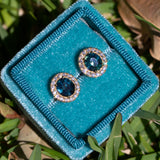 Blue-Green Teal Sapphires & Diamonds Earring sunlight