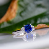 Indian Ocean | Moonlight Trilogy | Vivid Royal Blue Sapphire & Half Moon Lab Diamonds Ring