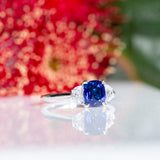 Indian Ocean | Moonlight Trilogy | Vivid Royal Blue Sapphire & Half Moon Lab Diamonds Ring