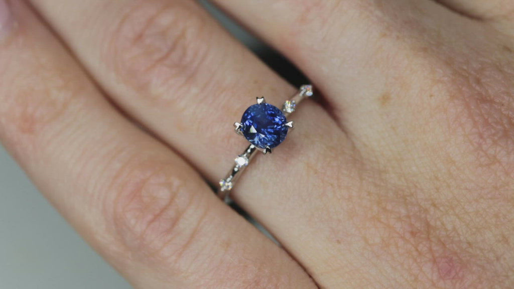 Video of  Cornflower Blue Sapphire & Diamonds Ring