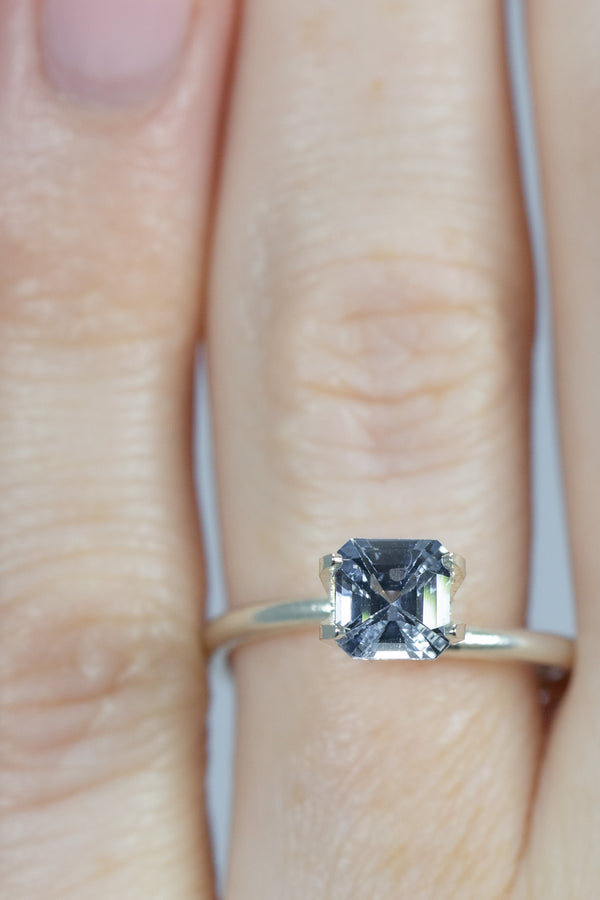 1.18Ct Very Light Blue Ceylon Sapphire | Emerald Shape on finger