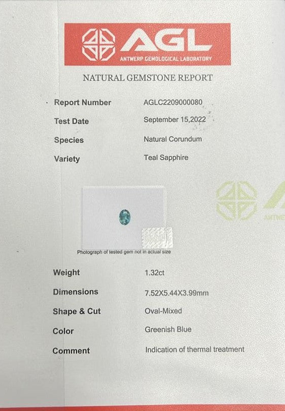 1.32Ct Blue Green Madagascan Sapphire | Oval Shape certificate
