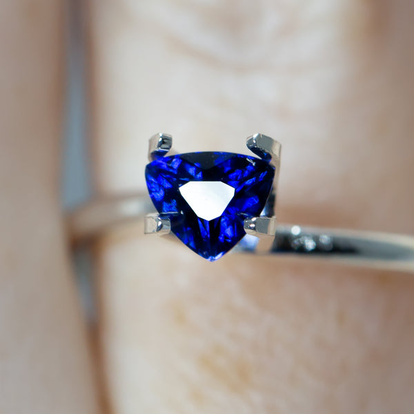 0.63Ct Royal Blue Ceylon Sapphire | Trillion Shape closeup