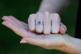  Cornflower Blue Sapphire & Diamonds Ring on engagement ring finger