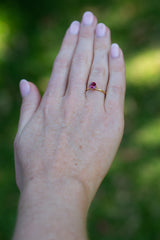 Solitaire Mahenge Red Pink Spinel Ring on hand