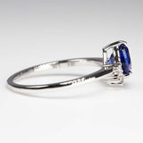 Royal Blue Pear Sapphire & Diamonds Ring - side view