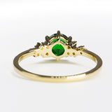Emerald Green Tsavorite & Diamonds Ring - back view