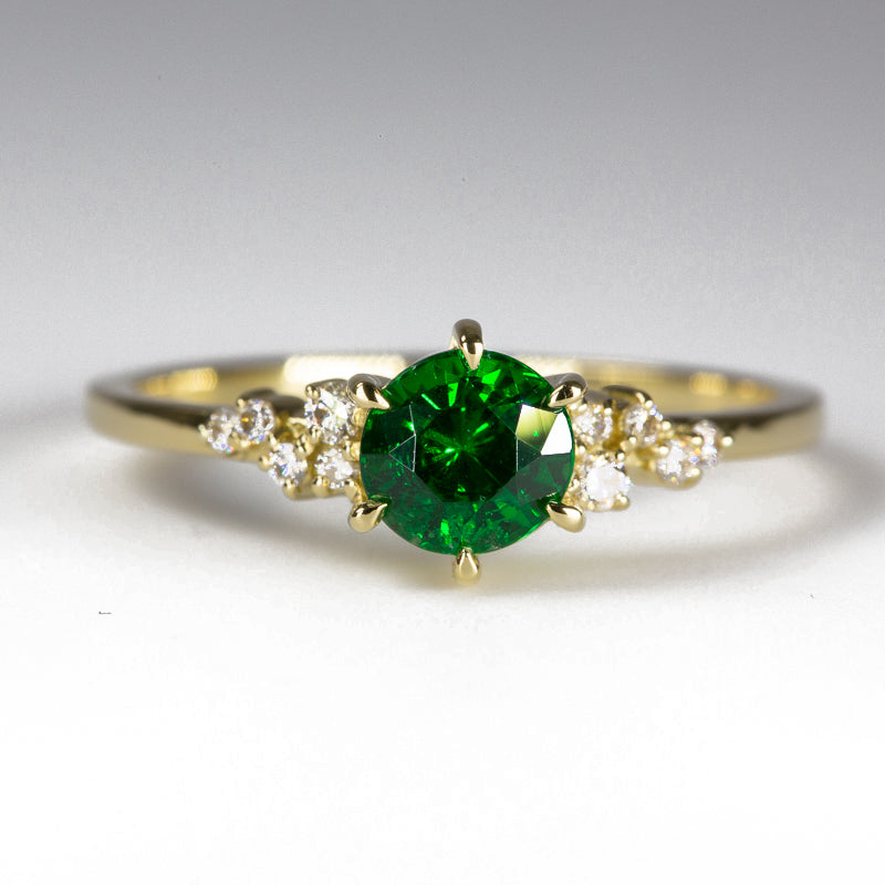 Daintree Forest Immersion Emerald Green Tsavorite Diamonds Ring