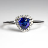 Royal Blue Trillion Sapphire & Diamonds Ring - front view