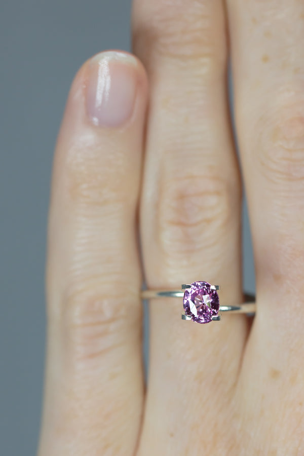 1.12Ct Pink Ceylon Sapphire | Oval Shape on ring finger