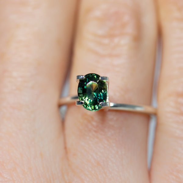 Close up of beautiful 1.39Ct Bluish Green Teal Sapphire | Oval Shape from Madagascar
