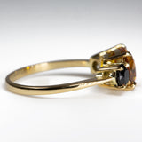 Golden Yellow Sapphire and dark spinel ring - side view