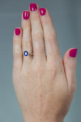 1.55Ct Intense Cornflower Blue Ceylon Sapphire | Oval Shape on hand