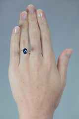 2.4Ct Sweet Blue Ceylon Sapphire | Oval Shape on hand