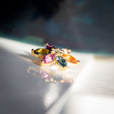 Sunrise | Rainbow - Multi-colour Marquise Sapphires & Diamond 18K YG Pendant bottom view