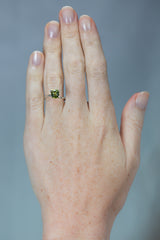 2.32Ct Autumn Leaf Green Ceylon Sapphire | Emerald Shape on hand