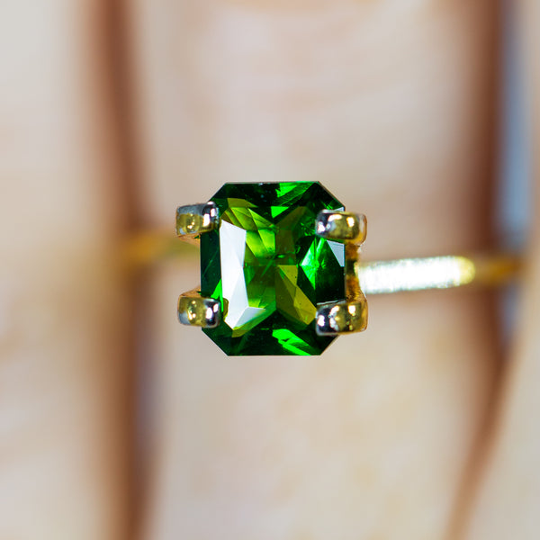 1.54Ct Vivid Emerald Green Kenyan Tsavorite | Emerald Shape closeup